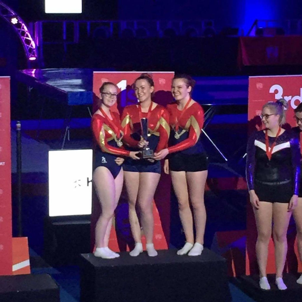 Women's team gold for the University of Southampton at BUCS Nationals Trampoline Championships 2018